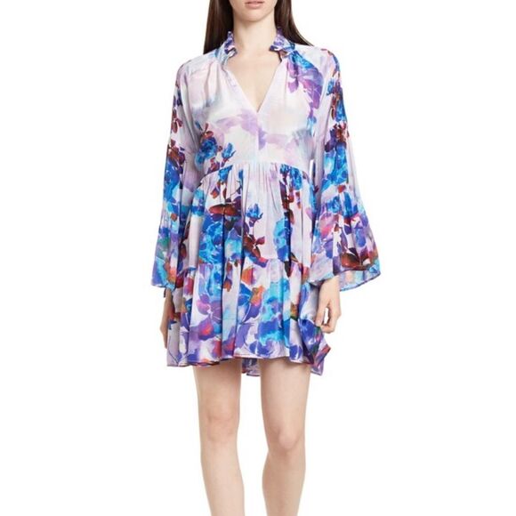 𝅺NWT Shahida Parides Floral Print Blouson Sleeve Dress Size XL - Picture 1 of 15